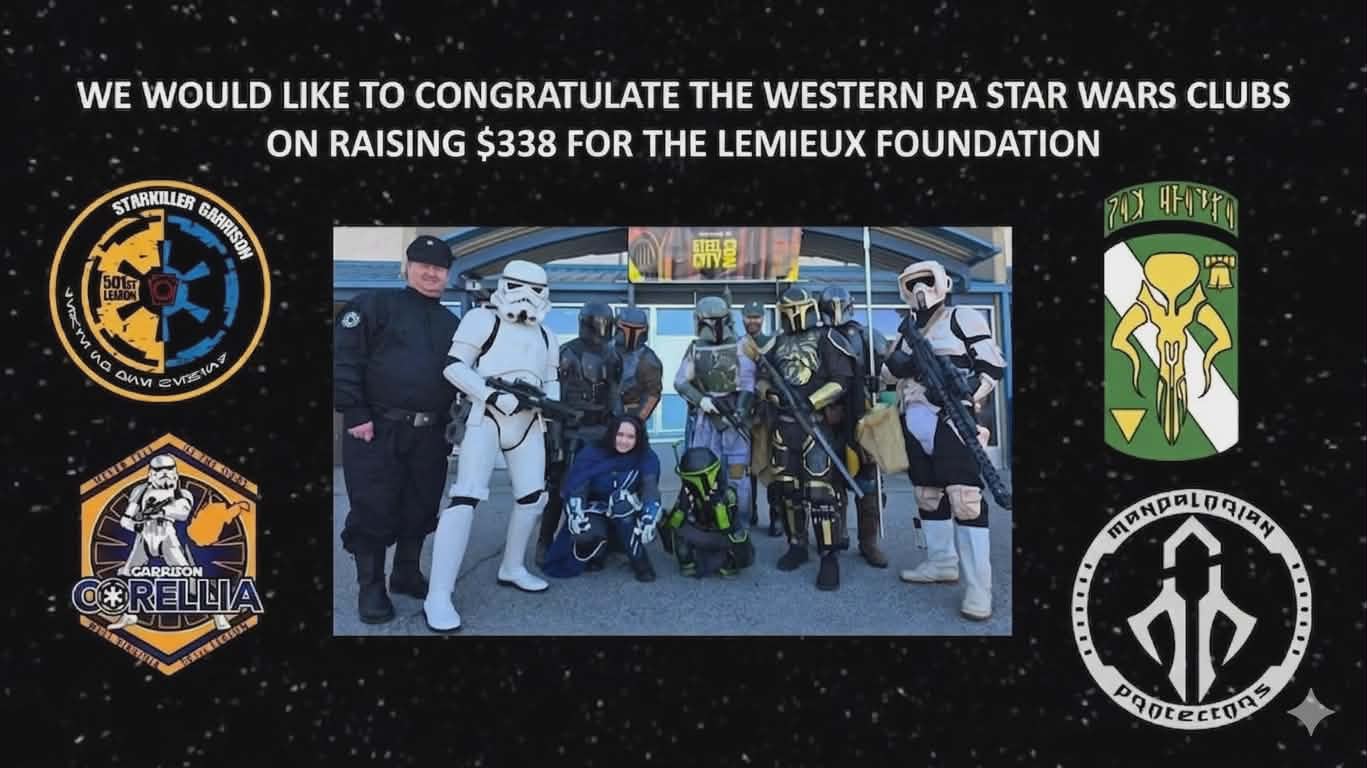 🎉🎉MISSION REPORT🎉🎉

We would like to thank everyone that came and met us at Steel City Con this past weekend.  We joined forces with  Garrison Corellia , Mav oya'la Clan and Loth Wolf Covert of the Mandalorian Protectors Costume Club raised $338 for the Lemuix Foundation! 

Thank you for coming out and supporting a great cause
 #ComicCon  #SteelCityCon #StarkillerGarrison #501stLegion #StarWarsFans #CosplayCrew #JoinUs #badguysdoinggood #StarWars #monroeville #RebelLegion #BadGirlsDoingGreat #MTFBWY #official501st #volunteersmakeadifference 
#mandalorianmercs #garrisoncorellia #movoyallcan #lothwolfcovert #mandalorianprotectors